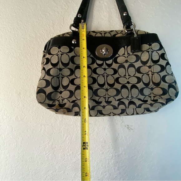 Coach Signature C Gray Black Medium Jacquard Tote Shoulder HandBag Satchel - Picture 11 of 15